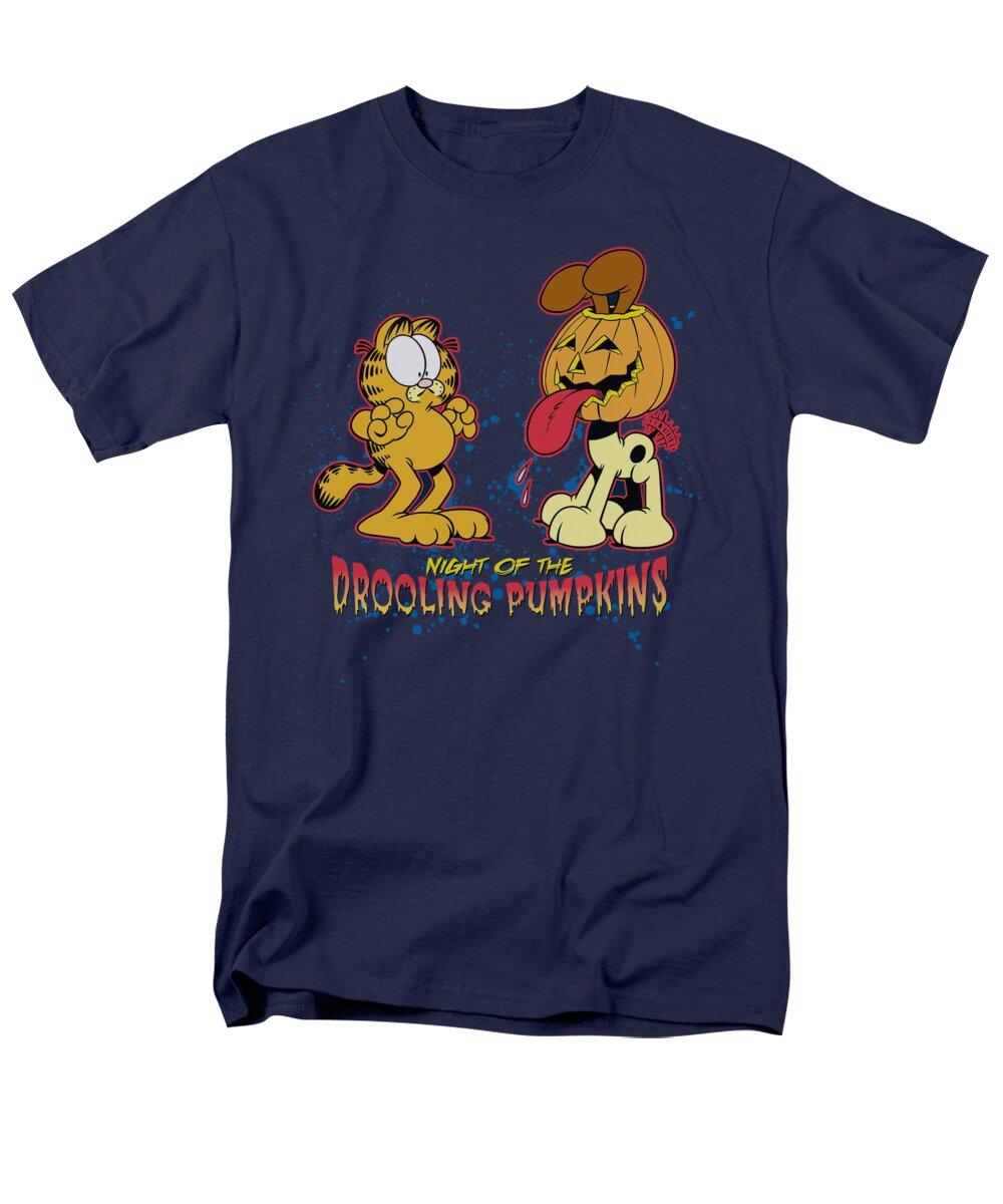  Men's T-Shirt (Regular Fit) featuring the digital art Garfield - Drooling Pumpkins by Brand A