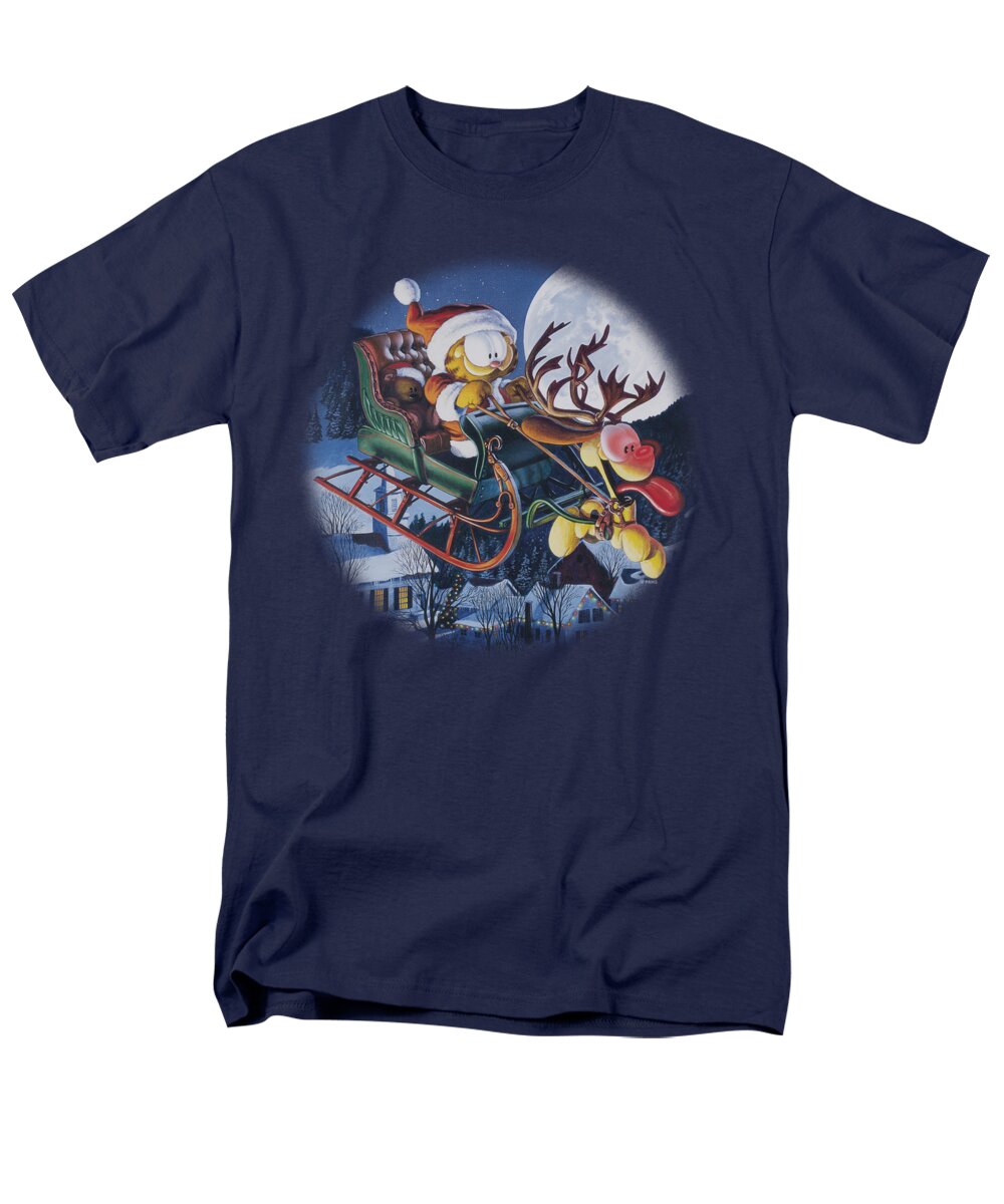 Garfield Men's T-Shirt (Regular Fit) featuring the digital art Garfield - Moonlight Ride by Brand A