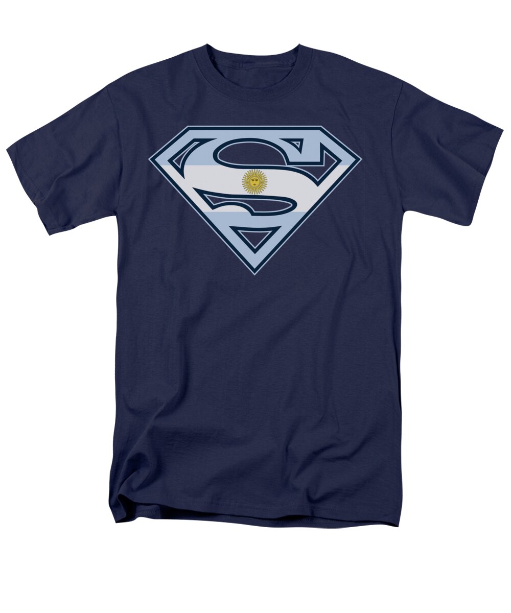 Superman Men's T-Shirt (Regular Fit) featuring the digital art Superman - Argentinian Shield by Brand A