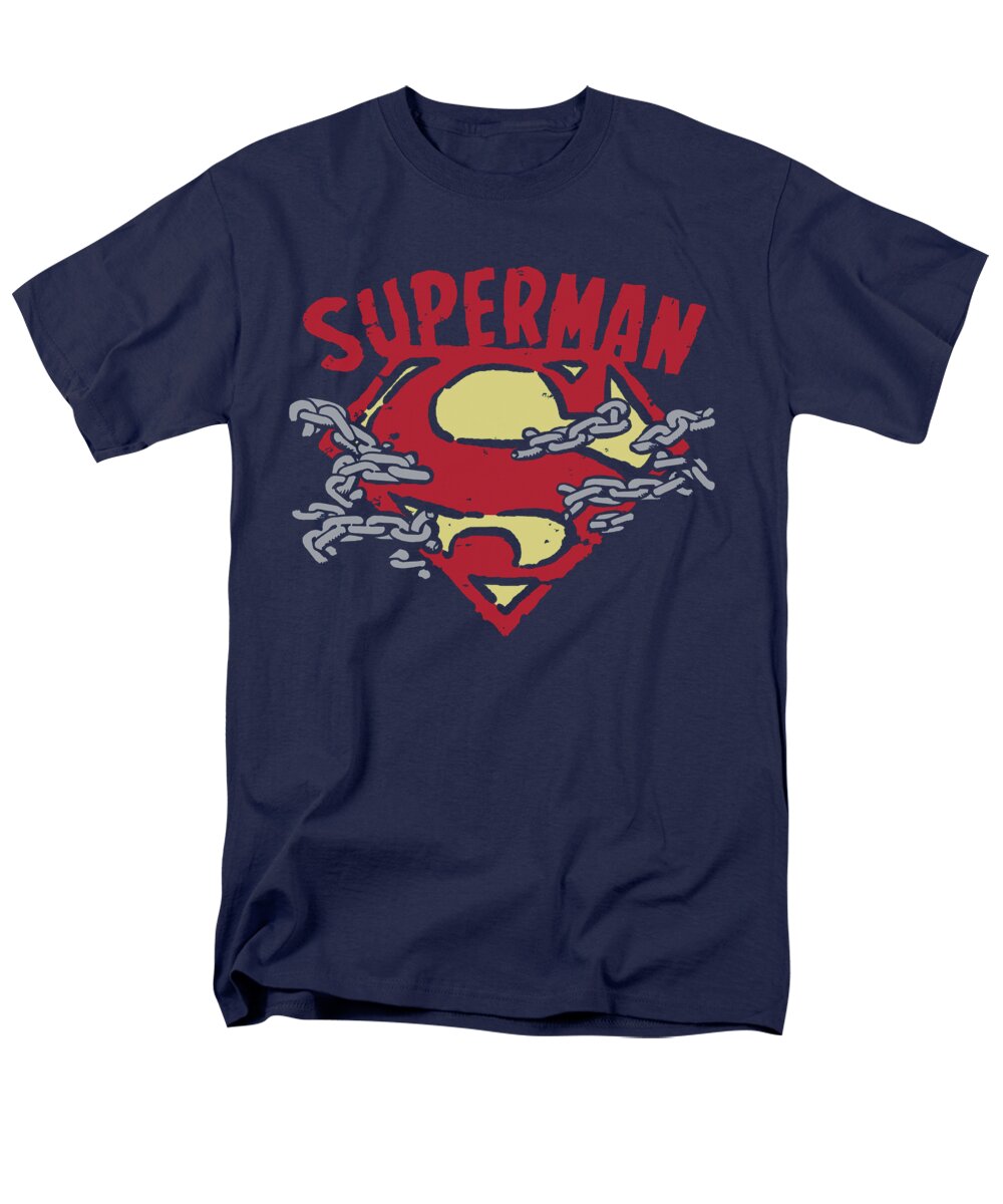 Superman Men's T-Shirt (Regular Fit) featuring the digital art Superman - Chain Breaking by Brand A