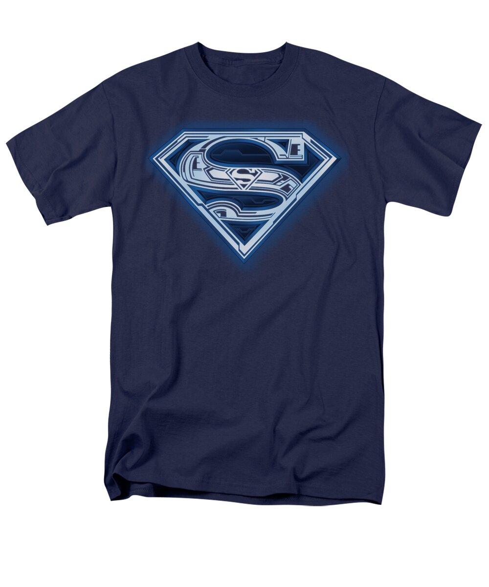 Superman Men's T-Shirt (Regular Fit) featuring the digital art Superman - Cyber Shield by Brand A