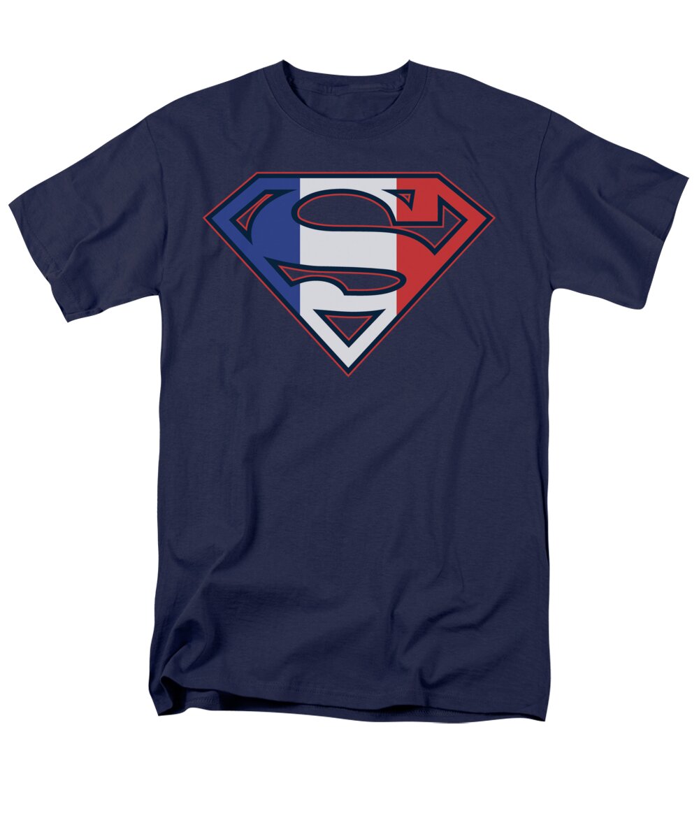Superman Men's T-Shirt (Regular Fit) featuring the digital art Superman - French Shield by Brand A