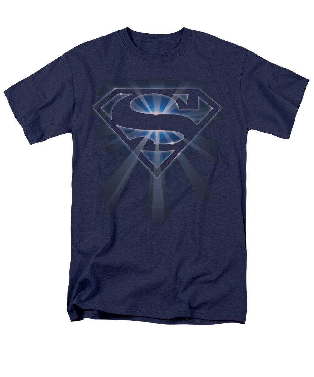 Superman Men's T-Shirt (Regular Fit) featuring the digital art Superman - Glowing Shield by Brand A