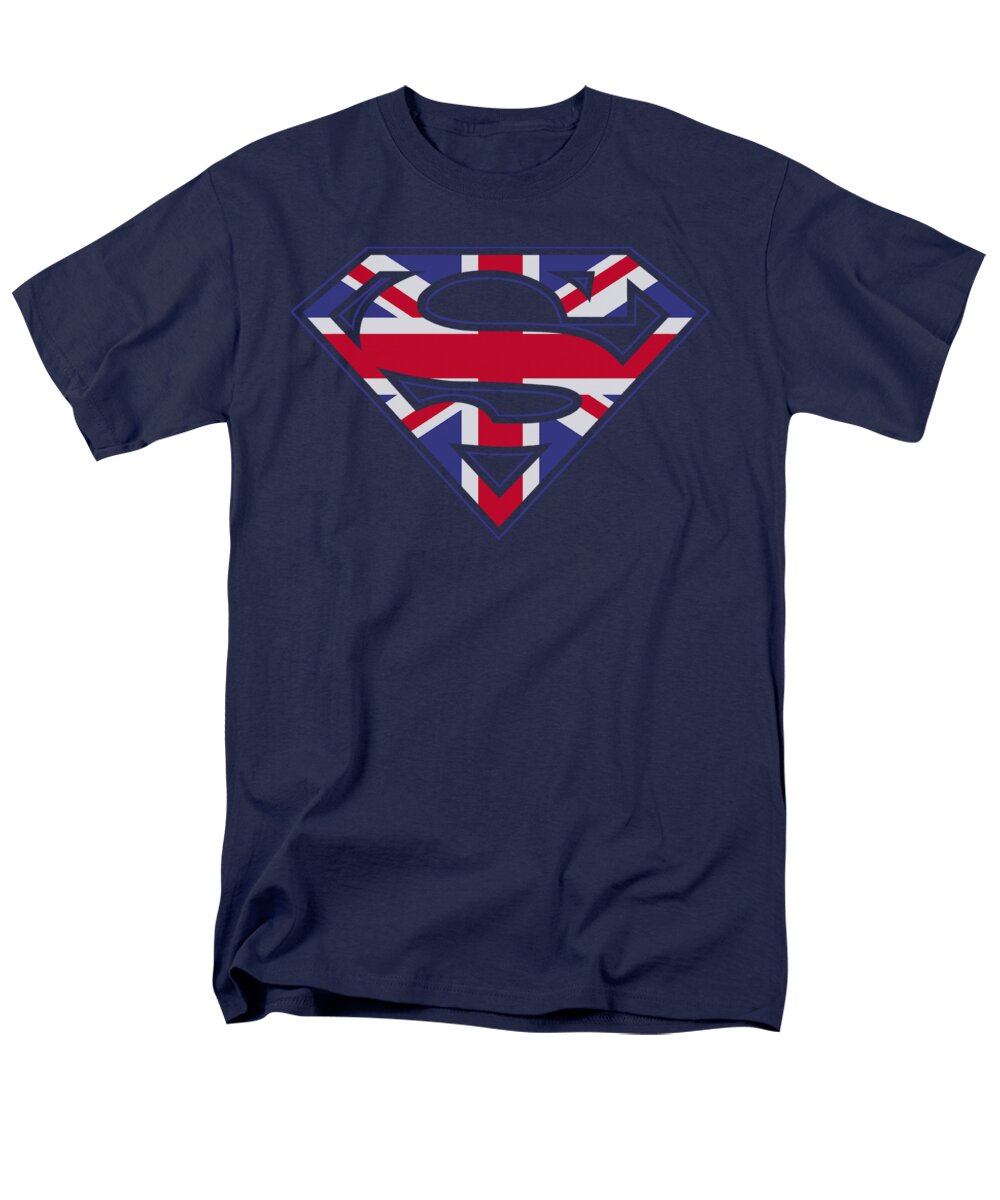 Superman Men's T-Shirt (Regular Fit) featuring the digital art Superman - Great Britian Shield by Brand A