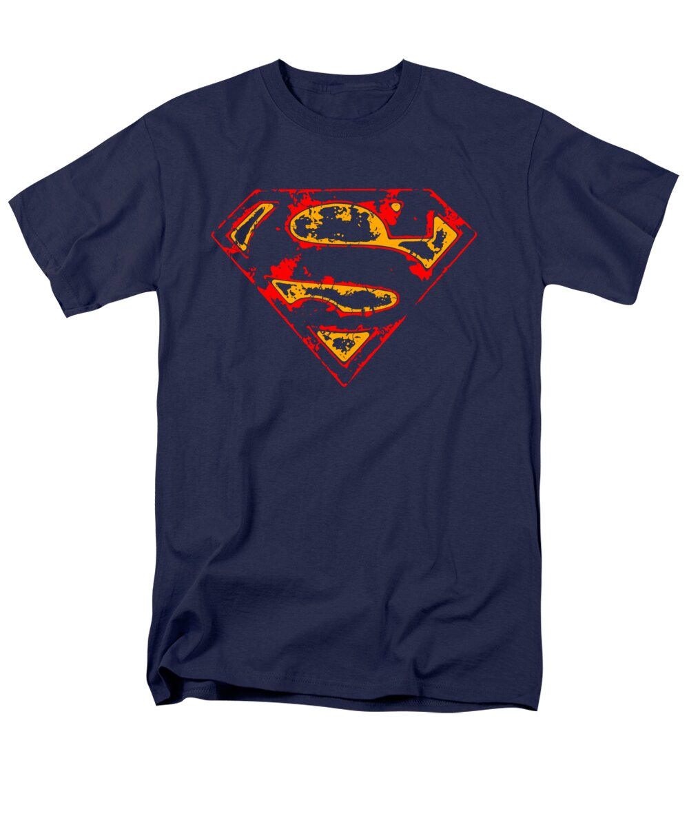  Men's T-Shirt (Regular Fit) featuring the digital art Superman - Super Distressed by Brand A