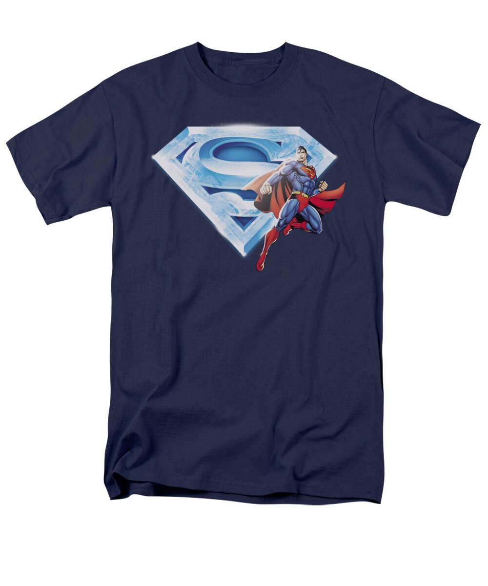 Superman Men's T-Shirt (Regular Fit) featuring the digital art Superman - Superman And Crystal Logo by Brand A