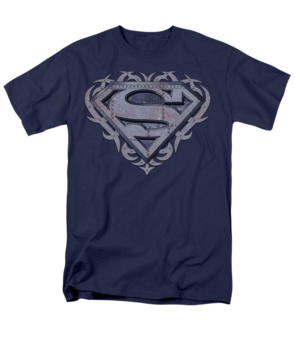Superman Men's T-Shirt (Regular Fit) featuring the digital art Superman - Tribal Steel Shield by Brand A