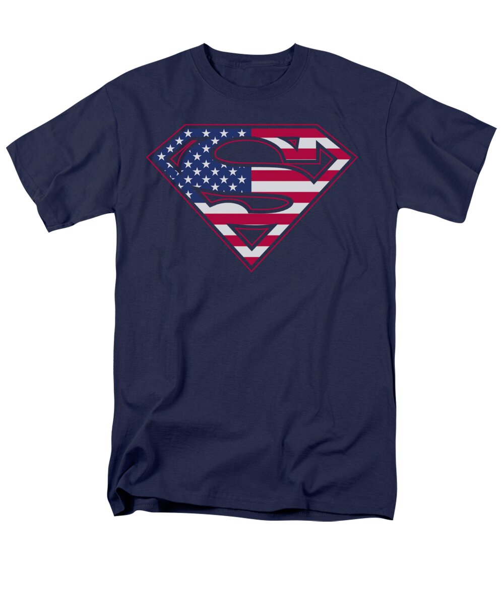 Superman Men's T-Shirt (Regular Fit) featuring the digital art Superman - U S Shield by Brand A