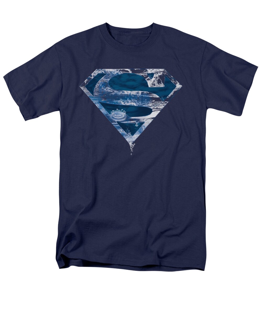 Superman Men's T-Shirt (Regular Fit) featuring the digital art Superman - Water Shield by Brand A