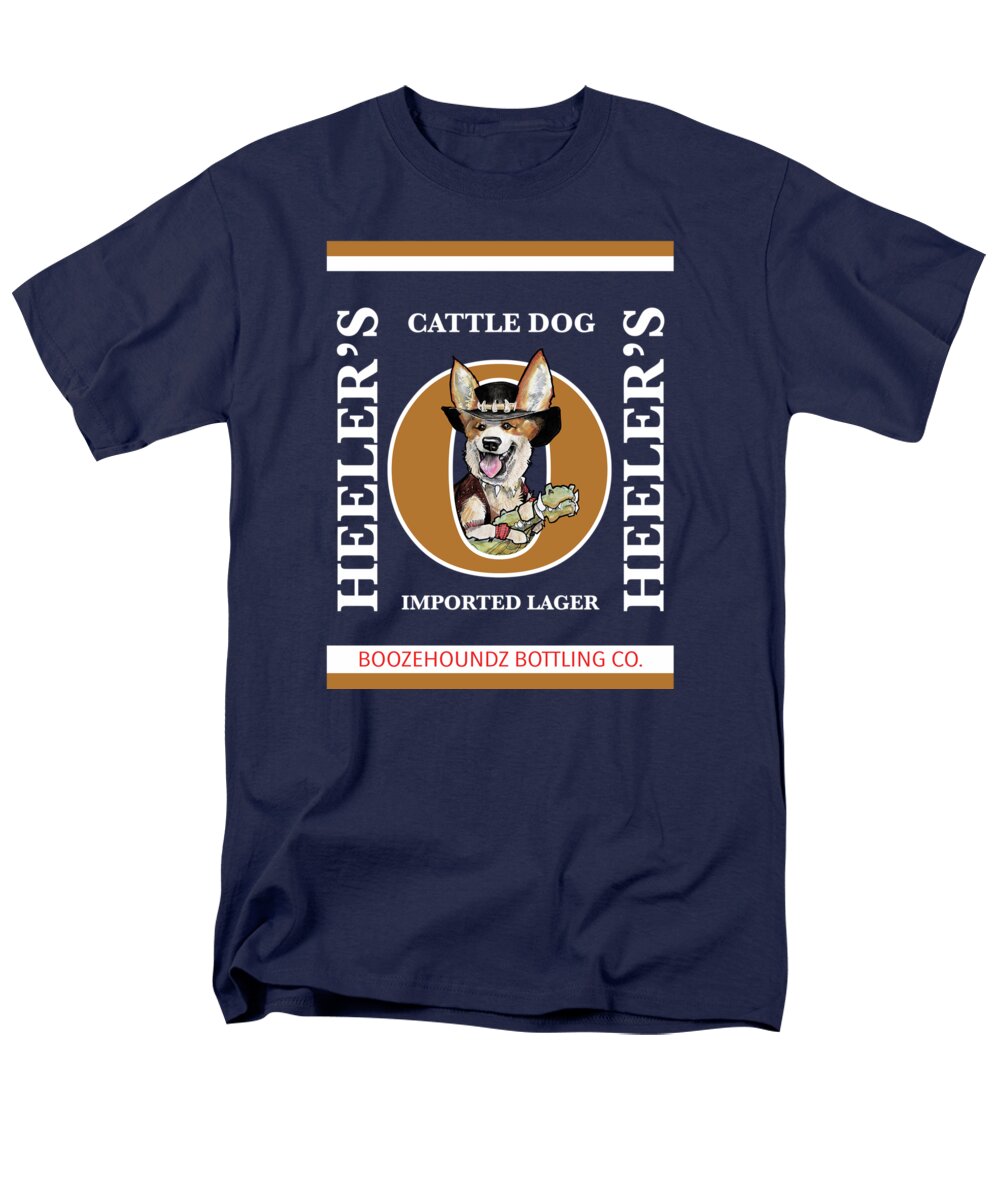 Beer Men's T-Shirt (Regular Fit) featuring the drawing Heeler's Cattle Dog Imported Lager by Canine Caricatures By John LaFree