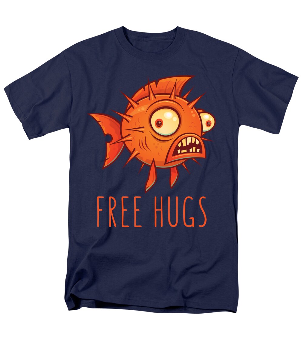 Pufferfish Men's T-Shirt (Regular Fit) featuring the digital art Free Hugs Cartoon Blowfish by John Schwegel