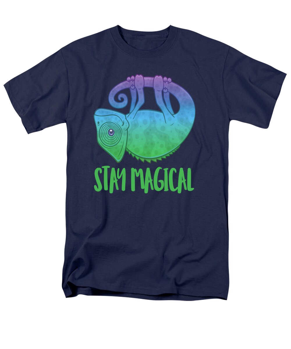 Chameleon Men's T-Shirt (Regular Fit) featuring the digital art Stay Magical Levitating Chameleon by John Schwegel