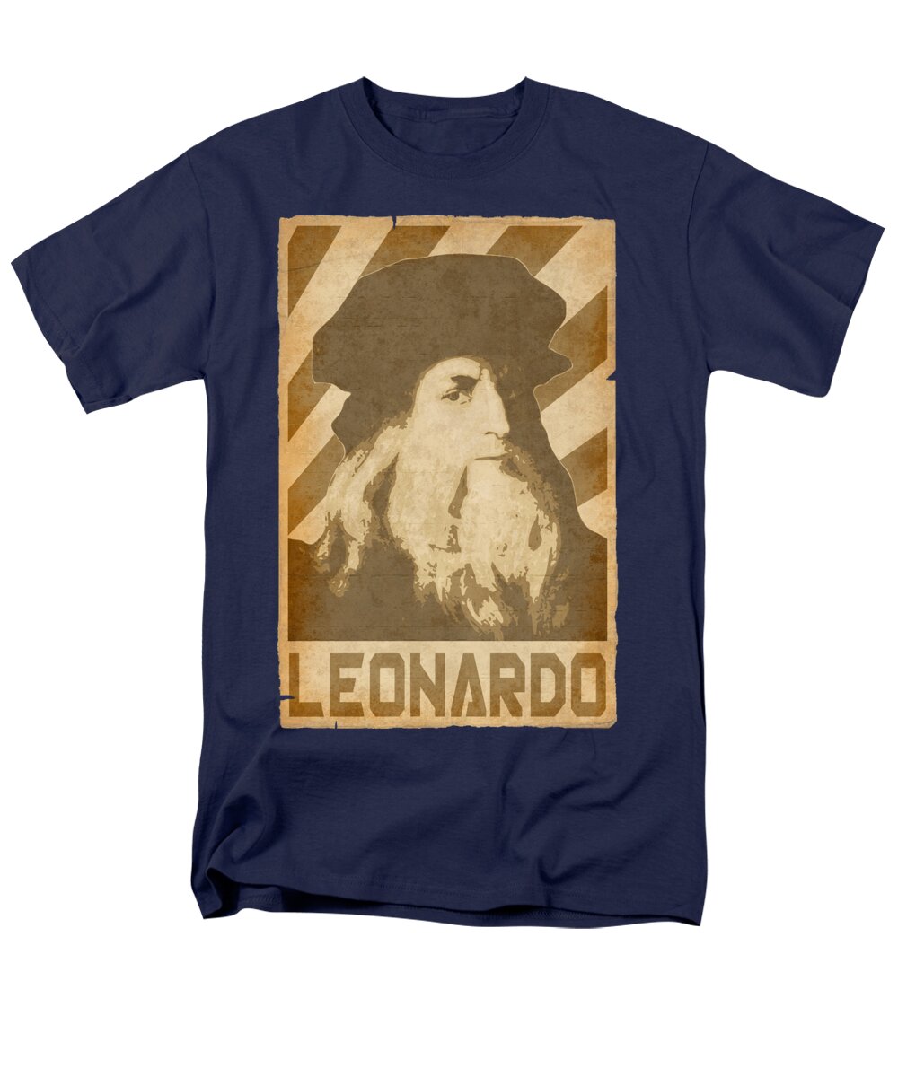 Leonardo Men's T-Shirt (Regular Fit) featuring the digital art Leonardo Da Vinci Retro Propganda by Filip Schpindel