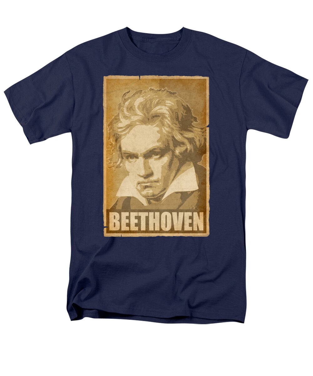 Beethoven Men's T-Shirt (Regular Fit) featuring the digital art Beethoven Propaganda Pop Art by Megan Miller