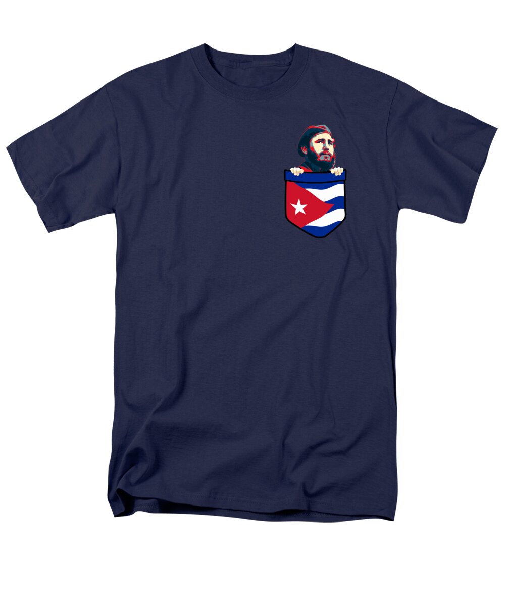 Cuba Men's T-Shirt (Regular Fit) featuring the digital art Copy of Fidel Castro Cuba Chest Pocket by Megan Miller