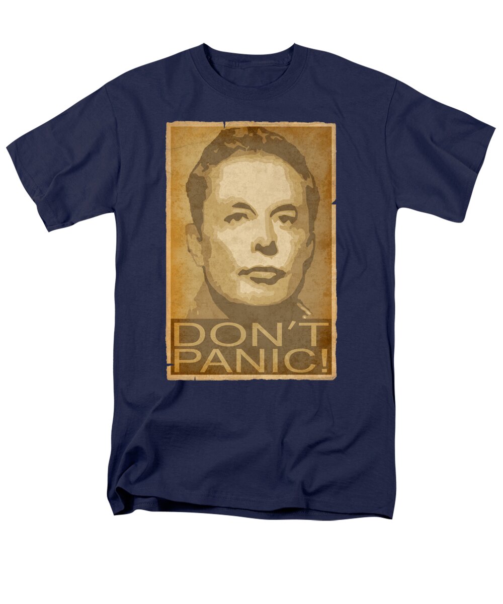 Elon Men's T-Shirt (Regular Fit) featuring the digital art Elon Musk Musk Dont Panic by Megan Miller