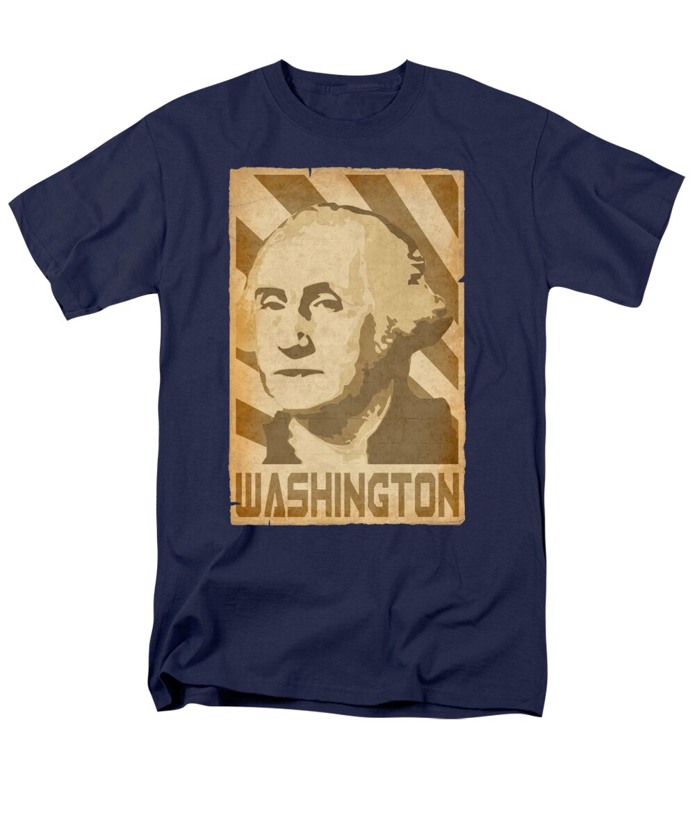 George Men's T-Shirt (Regular Fit) featuring the digital art George Washington Retro Propaganda by Megan Miller