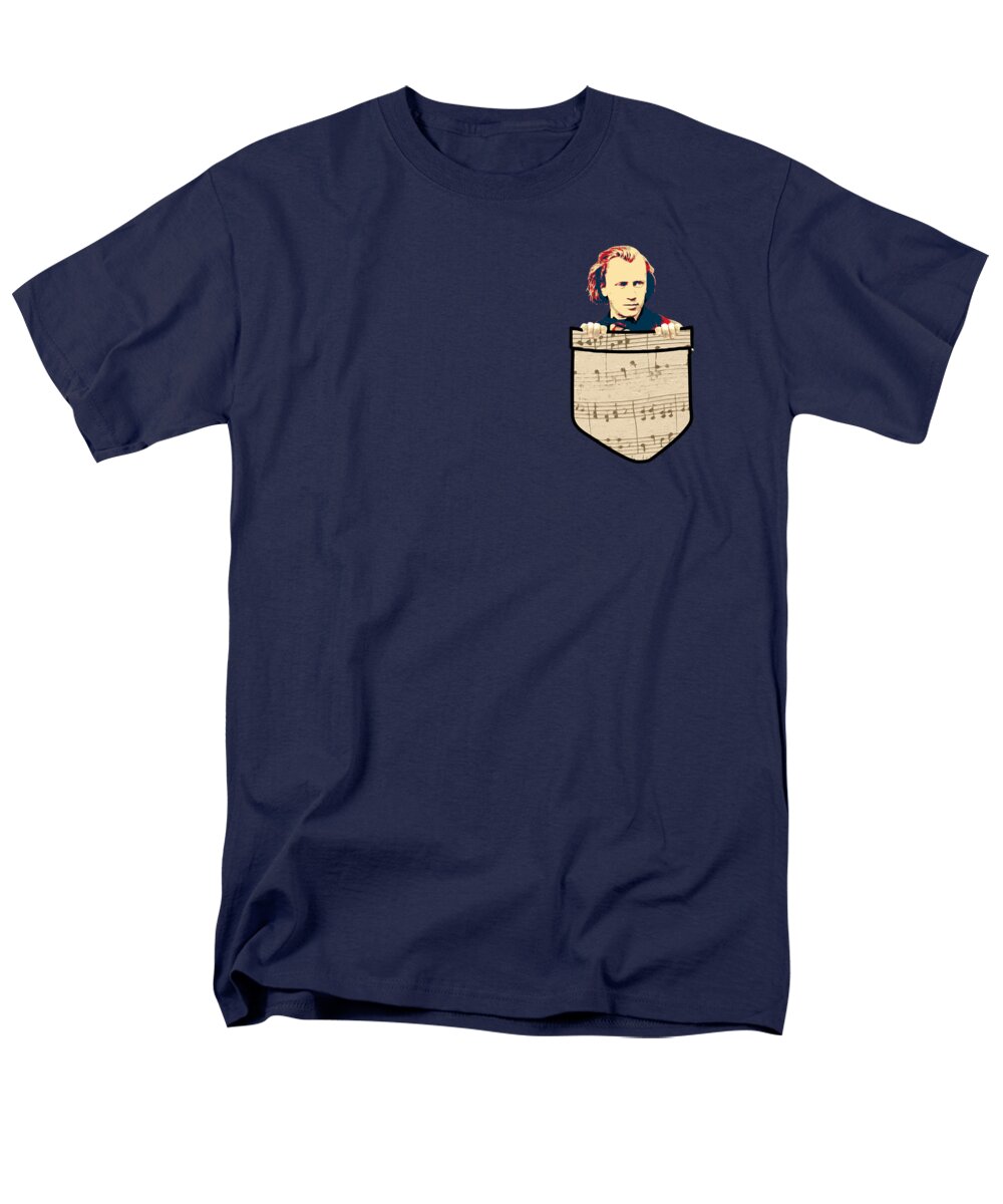 Johannes Brahms Men's T-Shirt (Regular Fit) featuring the digital art Johannes Brahms In My Pocket by Megan Miller