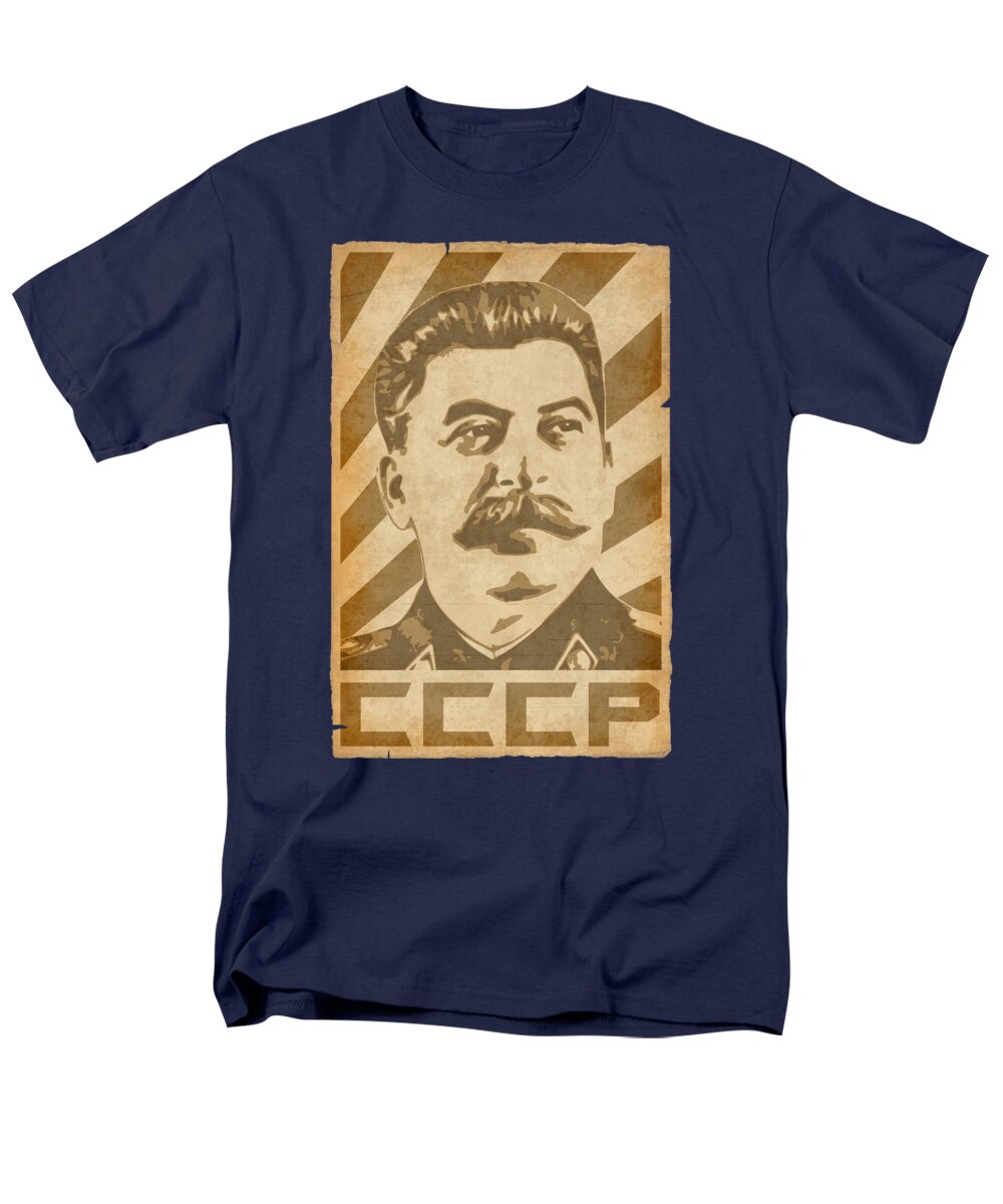 Joseph Men's T-Shirt (Regular Fit) featuring the digital art Joseph Stalin CCCP Retro Propaganda by Megan Miller
