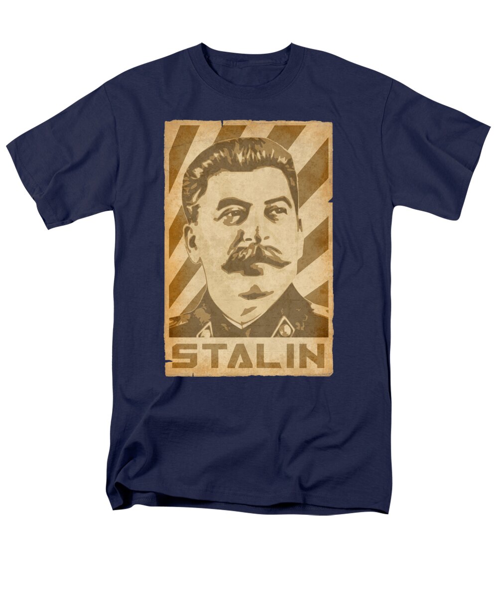 Joseph Men's T-Shirt (Regular Fit) featuring the digital art Joseph Stalin Propaganda Poster by Megan Miller