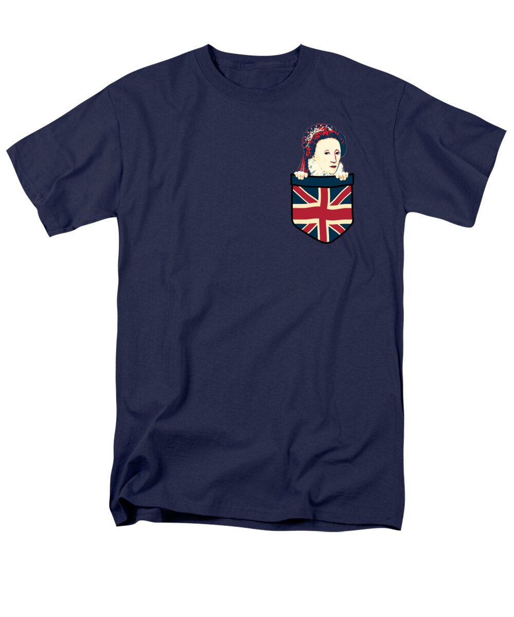 Uk Men's T-Shirt (Regular Fit) featuring the digital art Queen Elizabeth Chest Pocket by Megan Miller