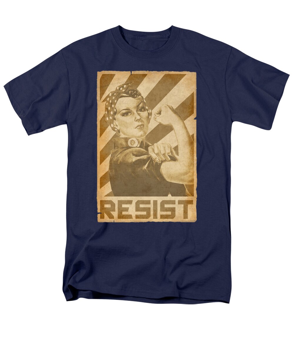 Rosie Men's T-Shirt (Regular Fit) featuring the digital art Rosie The Riveter We Can Do it Resist Retro Propaganda by Filip Schpindel