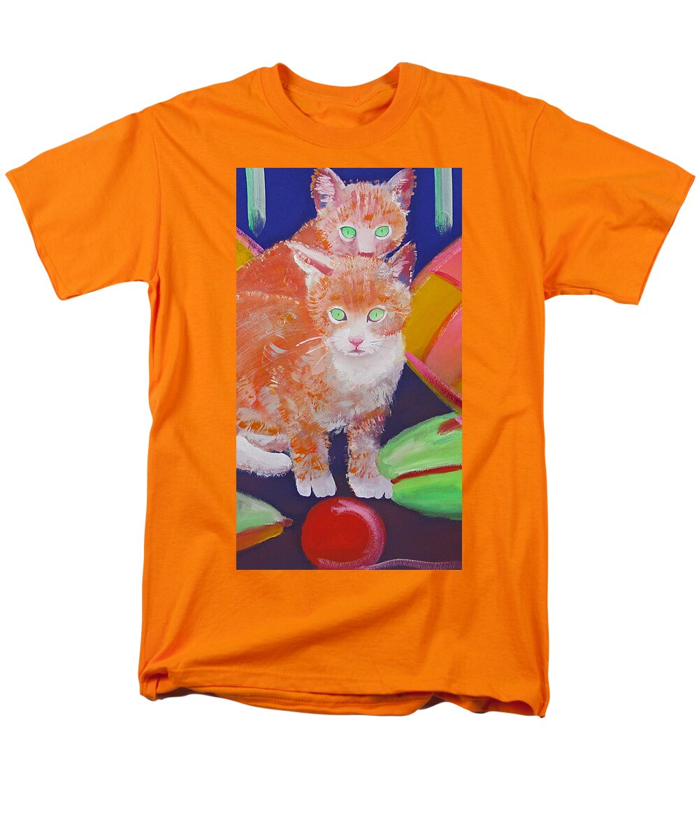 Kittens Men's T-Shirt (Regular Fit) featuring the painting kittens With A Ball of Wool by Charles Stuart