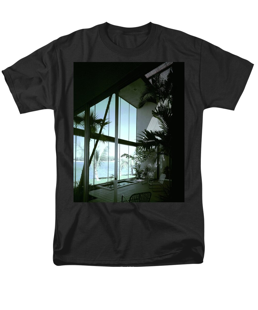 Architecture Men's T-Shirt (Regular Fit) featuring the photograph A Screened Patio by Robert M. Damora