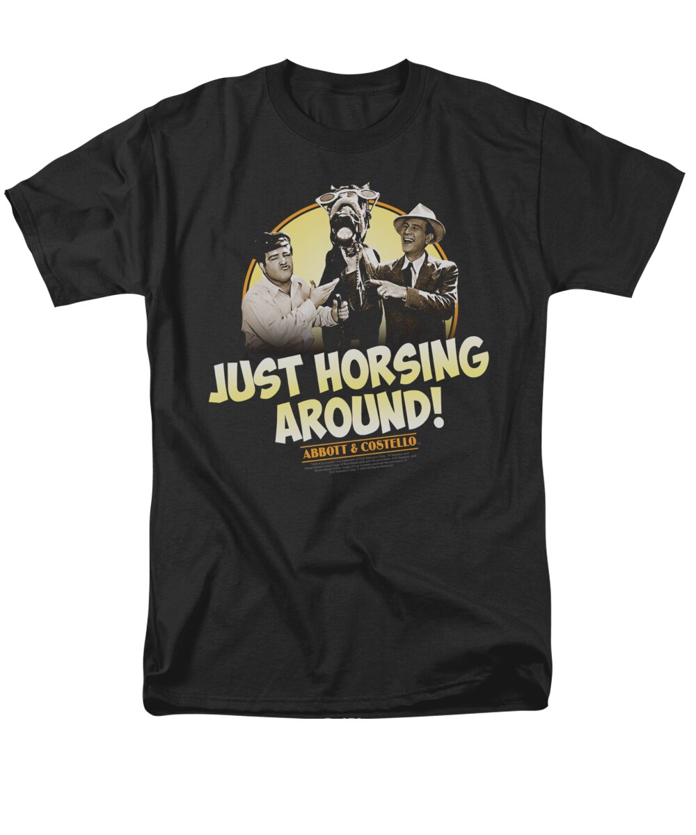 Abbott Men's T-Shirt (Regular Fit) featuring the digital art Abbott And Costello - Horsing Around by Brand A