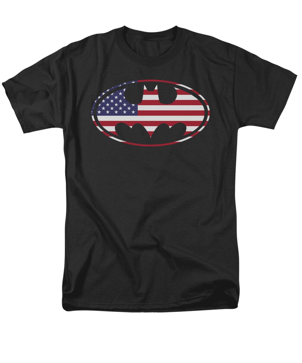  Men's T-Shirt (Regular Fit) featuring the digital art Batman - American Flag Oval by Brand A