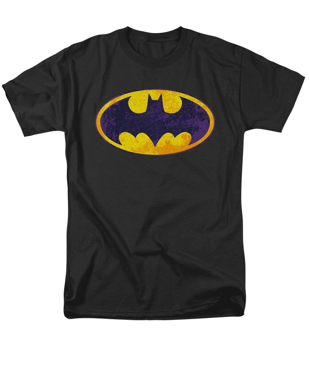  Men's T-Shirt (Regular Fit) featuring the digital art Batman - Bm Neon Distress Logo by Brand A