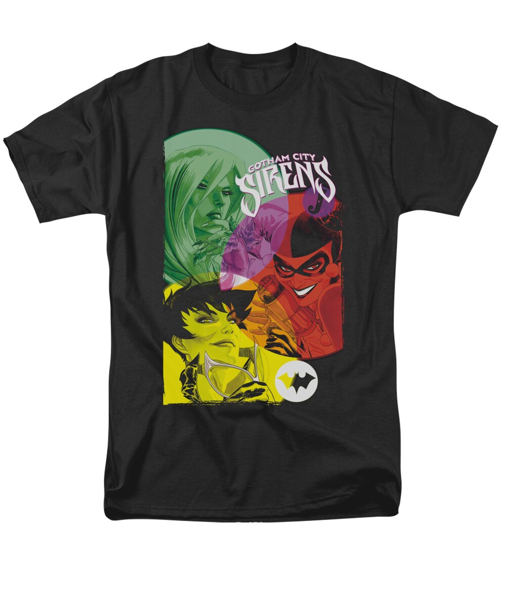 Batman Men's T-Shirt (Regular Fit) featuring the digital art Batman - Gotham Sirens by Brand A