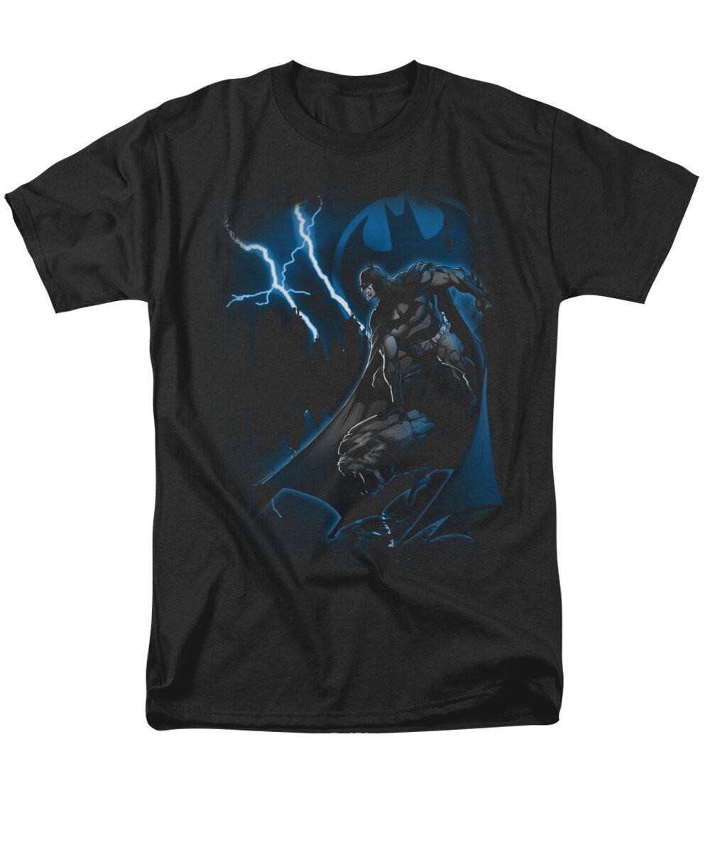 Batman Men's T-Shirt (Regular Fit) featuring the digital art Batman - Lightning Strikes by Brand A