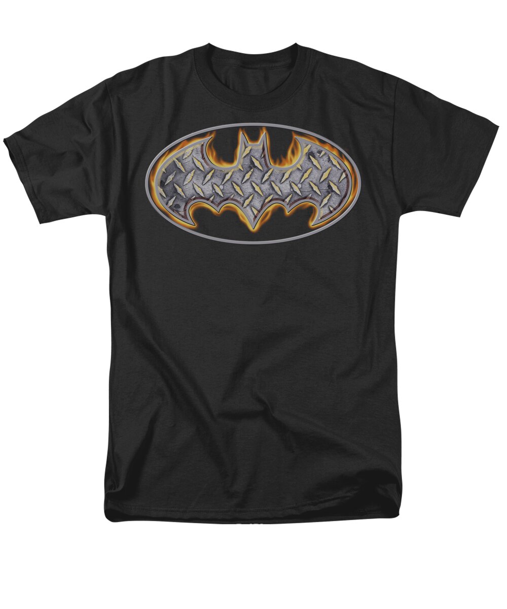 Batman Men's T-Shirt (Regular Fit) featuring the digital art Batman - Steel Fire Shield by Brand A
