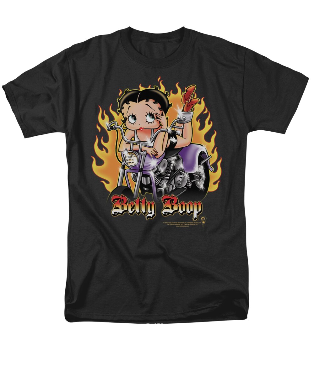 Betty Boop Men's T-Shirt (Regular Fit) featuring the digital art Boop - Biker Flames Boop by Brand A