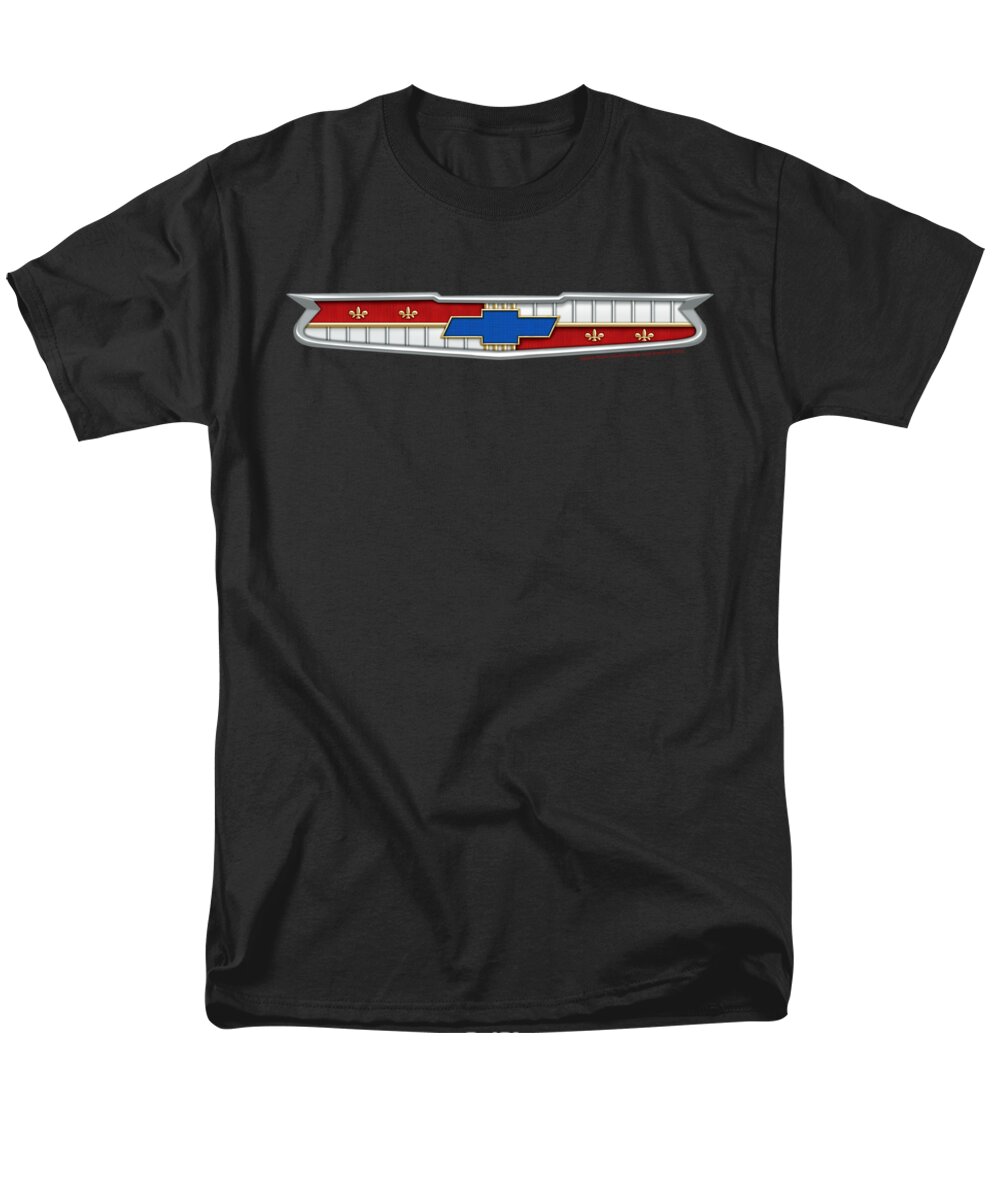  Men's T-Shirt (Regular Fit) featuring the digital art Chevrolet - 56 Bel Air Emblem by Brand A