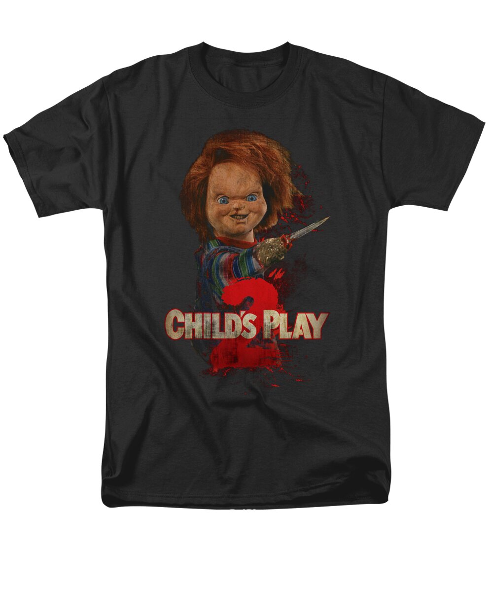 Child's Play 2 Men's T-Shirt (Regular Fit) featuring the digital art Childs Play 2 - Heres Chucky by Brand A