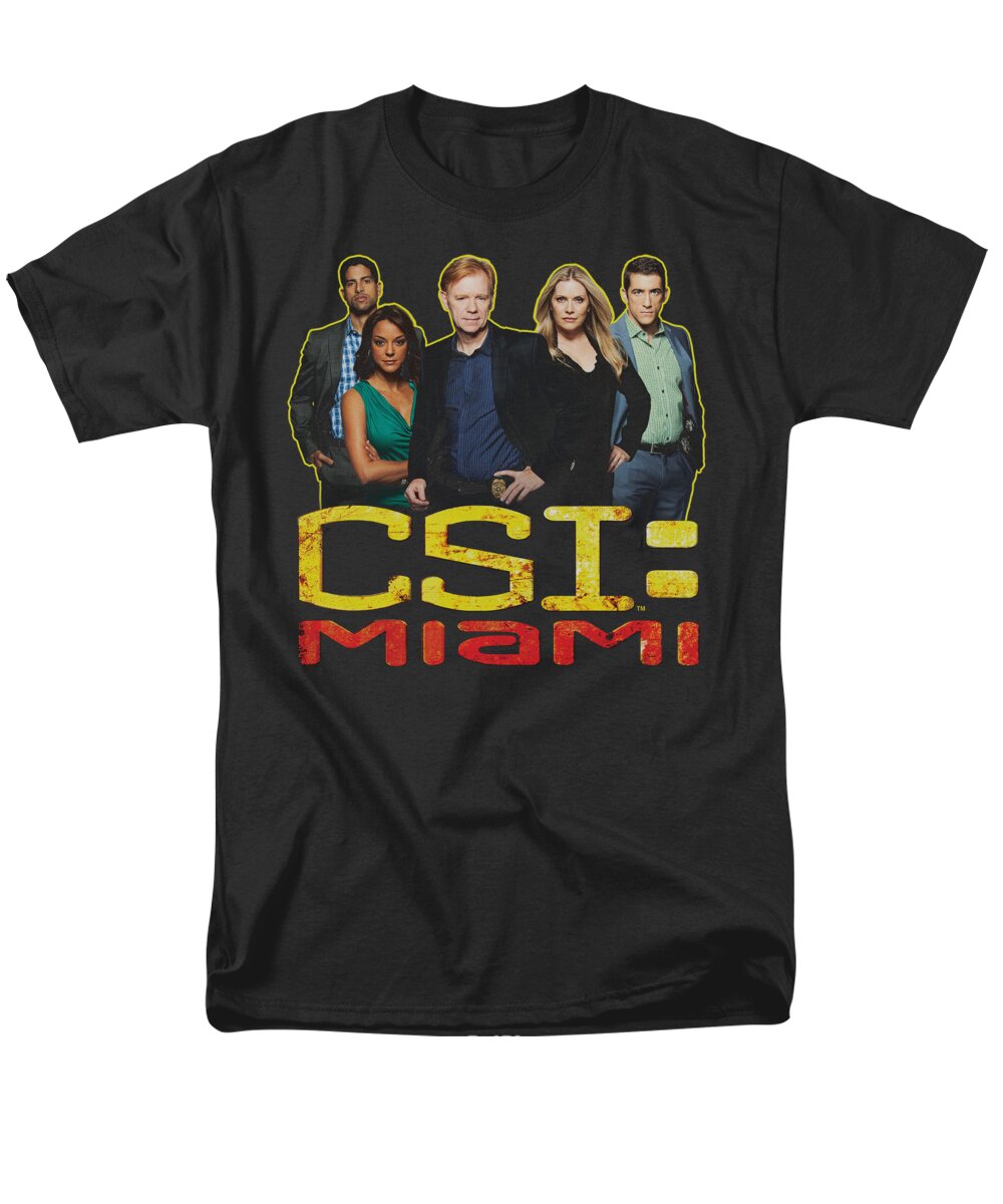  Men's T-Shirt (Regular Fit) featuring the digital art Csi Miami - The Cast In Black by Brand A