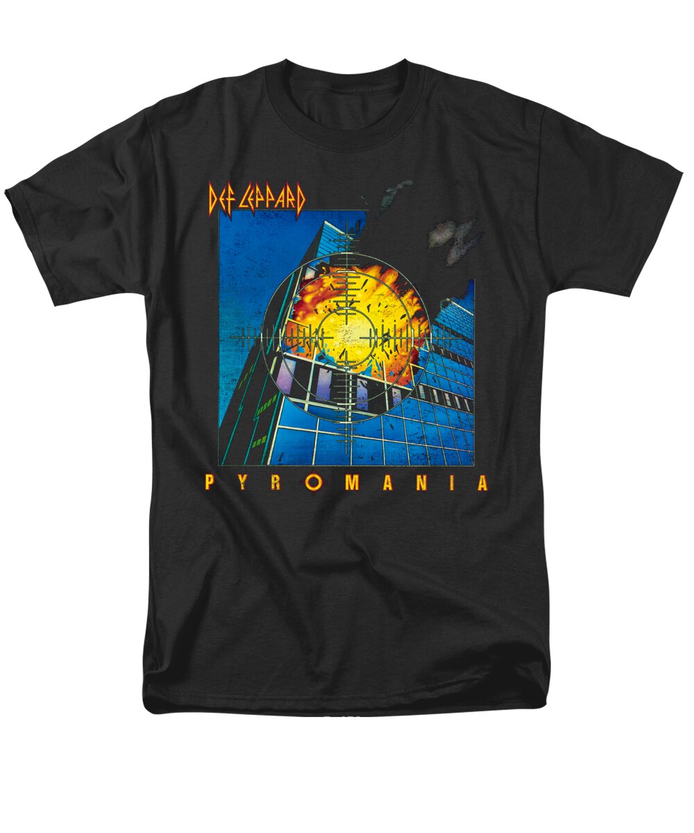  Men's T-Shirt (Regular Fit) featuring the digital art Def Leppard - Pyromania by Brand A