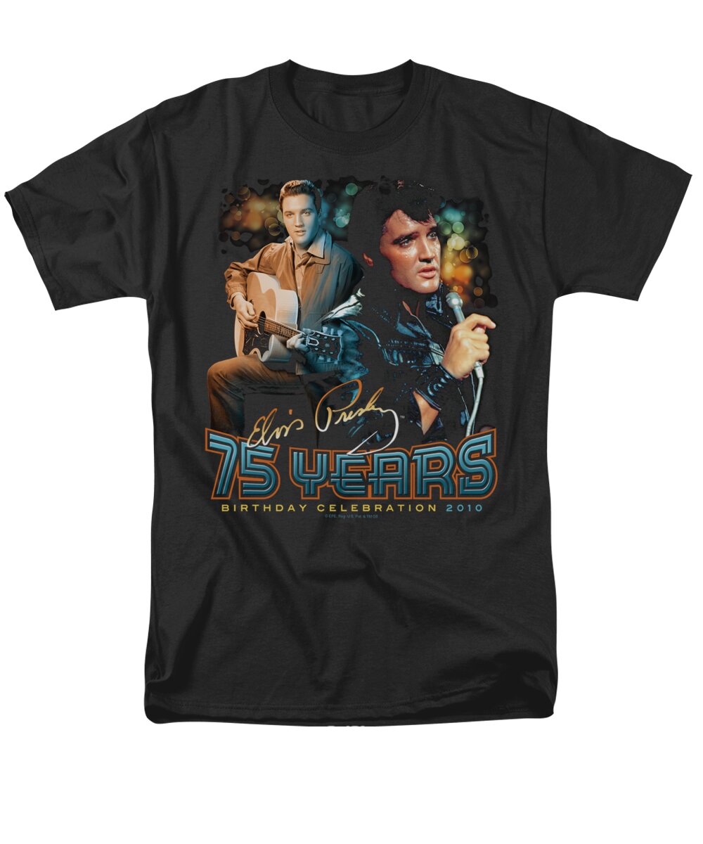 Elvis Men's T-Shirt (Regular Fit) featuring the digital art Elvis - 75 Years by Brand A