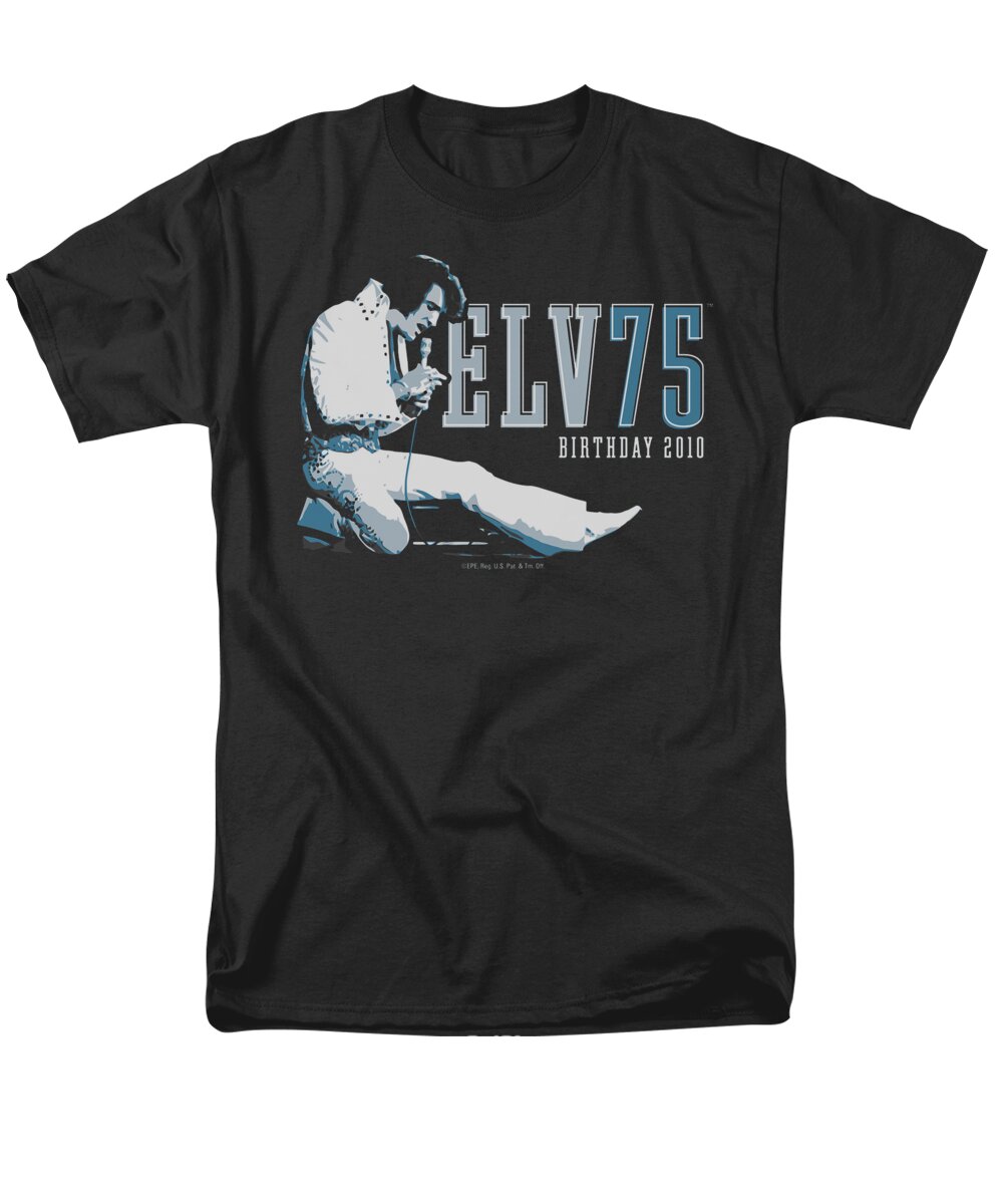 Elvis Men's T-Shirt (Regular Fit) featuring the digital art Elvis - Elv 75 Logo by Brand A