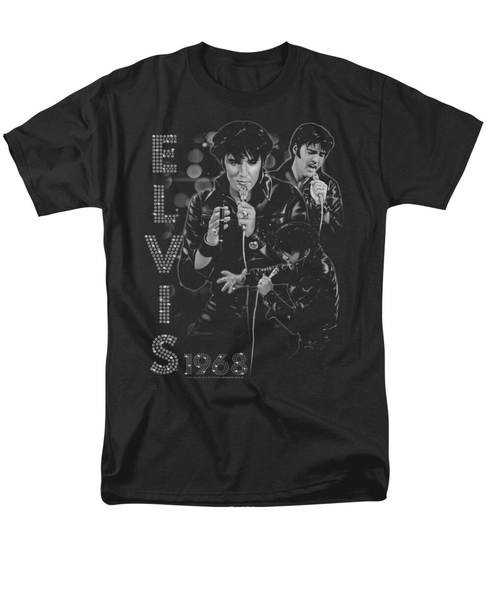 Elvis Men's T-Shirt (Regular Fit) featuring the digital art Elvis - Leathered by Brand A