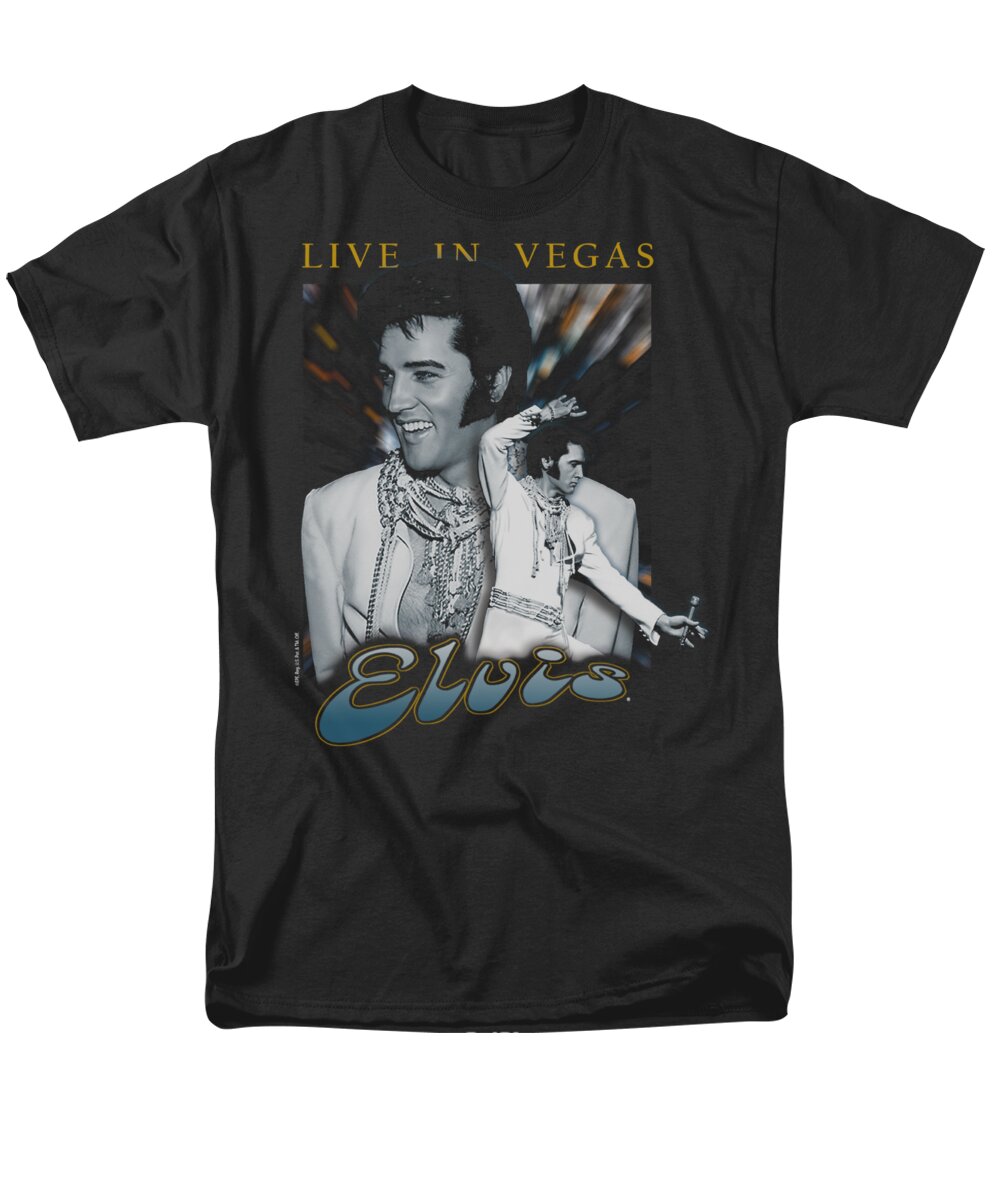 Elvis Men's T-Shirt (Regular Fit) featuring the digital art Elvis - Live In Vegas by Brand A