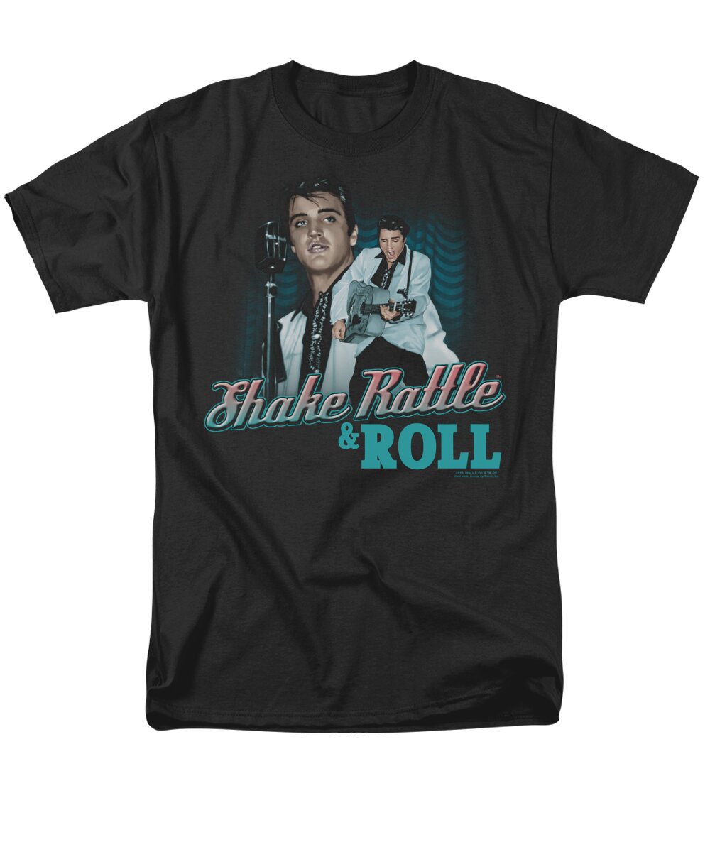 Elvis Men's T-Shirt (Regular Fit) featuring the digital art Elvis - Shake Rattle And Roll by Brand A
