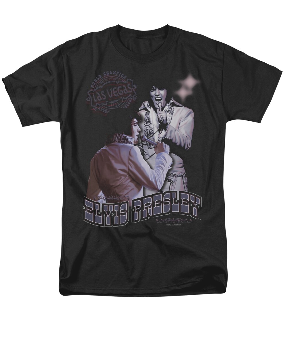 Elvis Men's T-Shirt (Regular Fit) featuring the digital art Elvis - Violet Vegas by Brand A