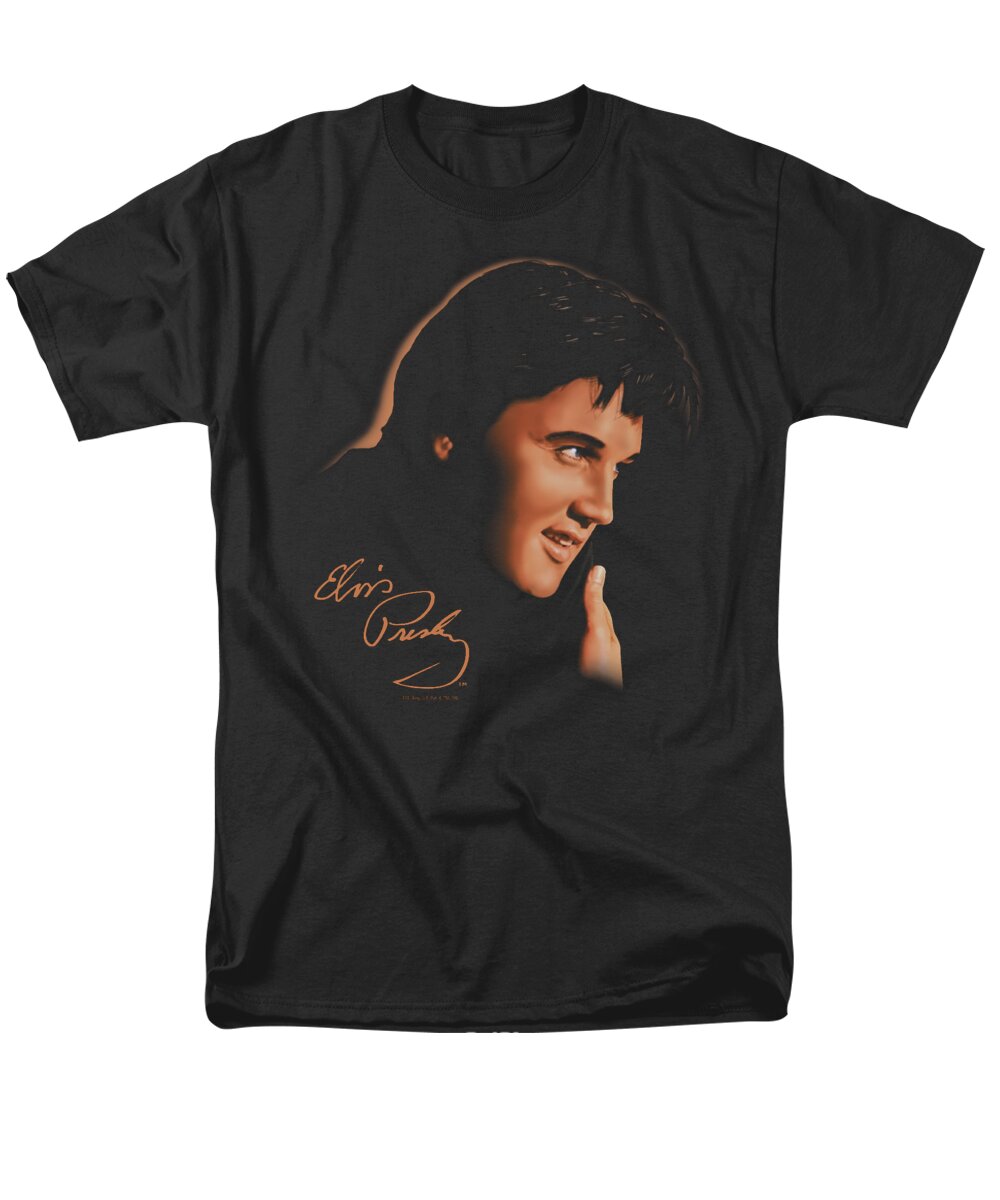 Elvis Men's T-Shirt (Regular Fit) featuring the digital art Elvis - Warm Portrait by Brand A