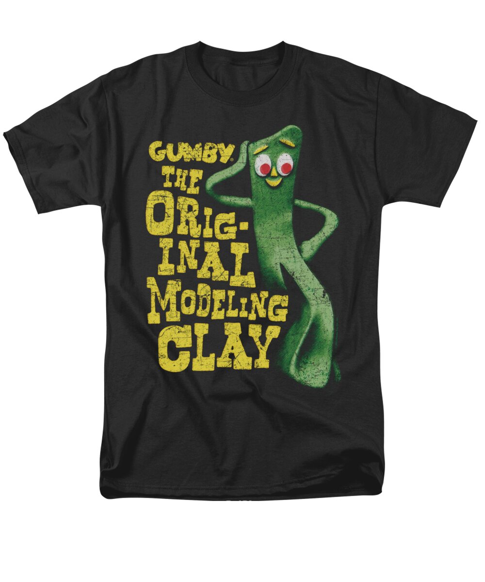 Gumby Men's T-Shirt (Regular Fit) featuring the digital art Gumby - So Punny by Brand A