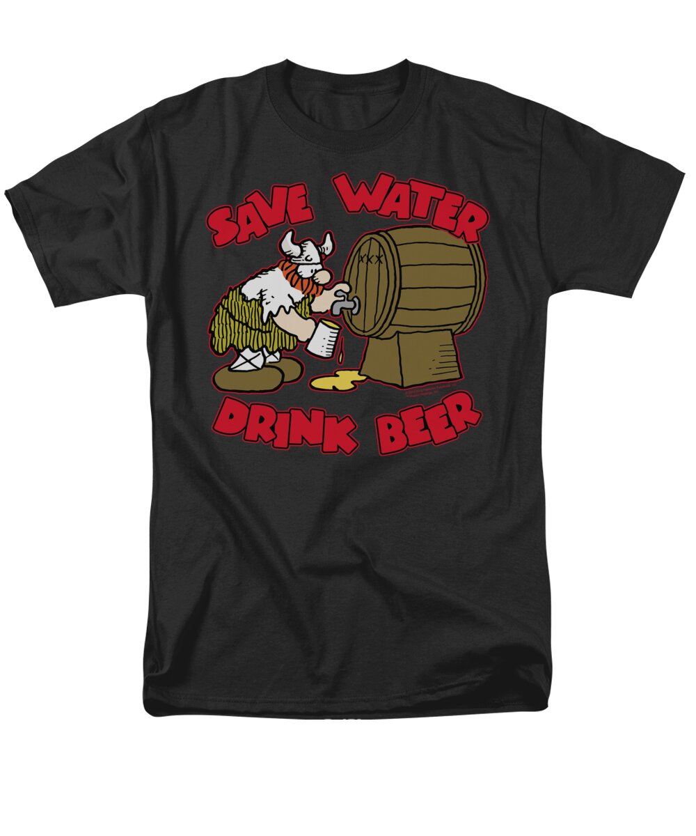  Men's T-Shirt (Regular Fit) featuring the digital art Hagar The Horrible - Save Water Drink Beer by Brand A