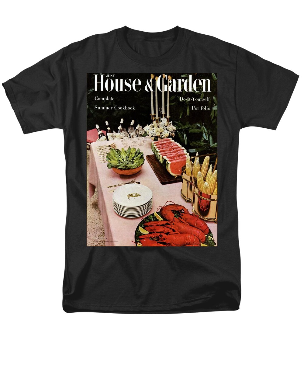 House And Garden Men's T-Shirt (Regular Fit) featuring the photograph House And Garden Cover Featuring A Buffet Table by Wiliam Grigsby