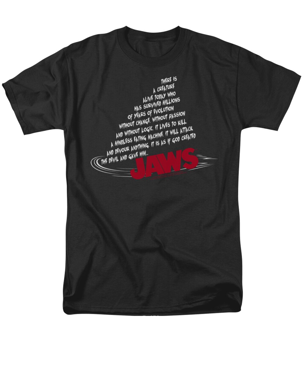 Jaws Men's T-Shirt (Regular Fit) featuring the digital art Jaws - Dorsal Text by Brand A